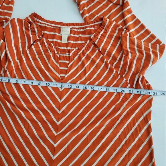 Chico's Size 16 Striped Peek-a-boo Peasant Top - Picture 7 of 10